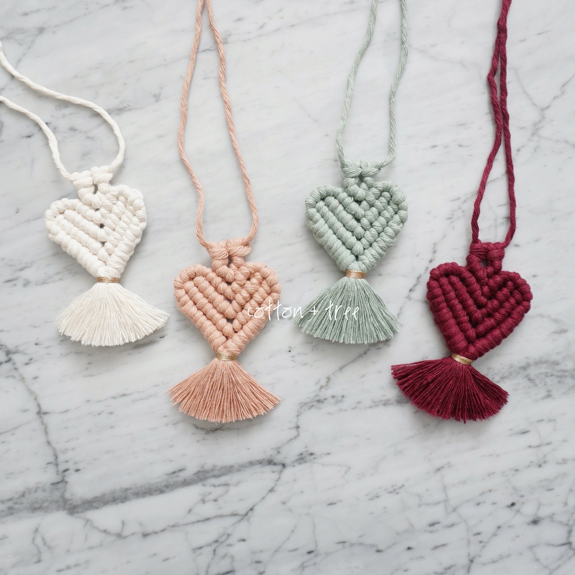 Macrame Heart Rearview Mirror Charm | Mini Heart Macrame Hanging | Mini ...