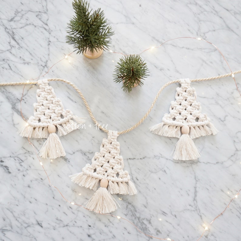 Macrame Christmas Tree Garland  Macrame Bunting  Macrame image 1