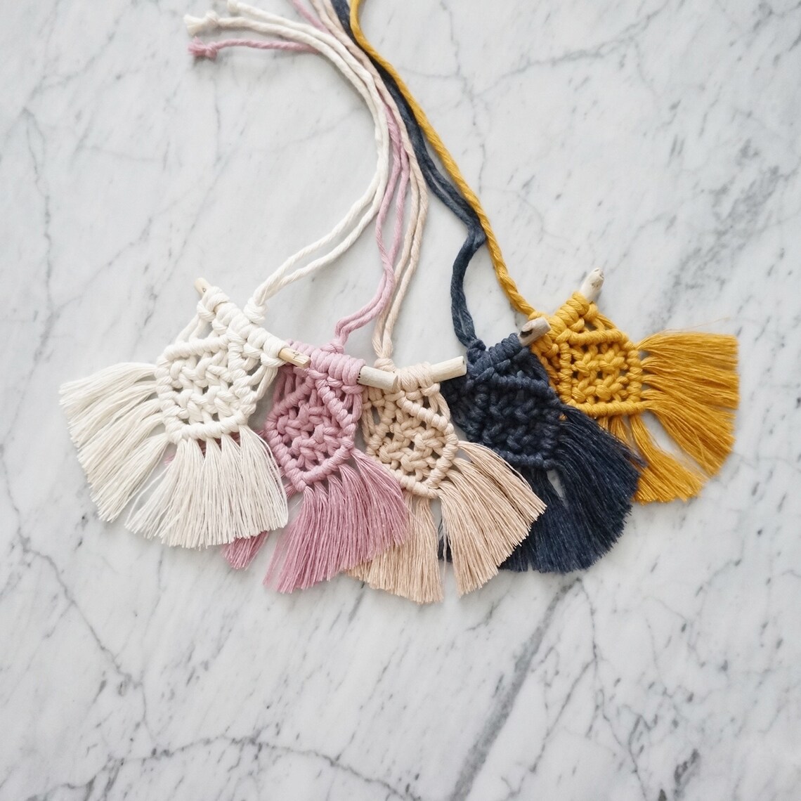 Macrame Rear View Mirror Charm Mini Macrame Hanging Modern Etsy