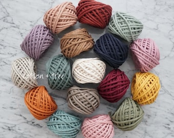 Cordón de algodón suave para macramé de 4 mm y 15 m / Mini carretes de hilo de algodón / Cordón de algodón de una sola hebra / Hilo para manualidades / Suministros de macramé / Algodón reciclado