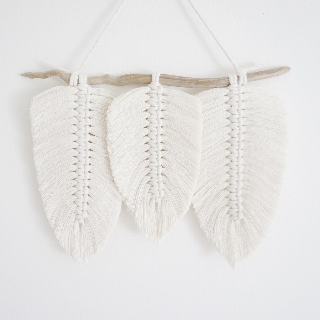 Macrame Feather Wall Hanging Macrame Leaf Macrame Wall Art Etsy