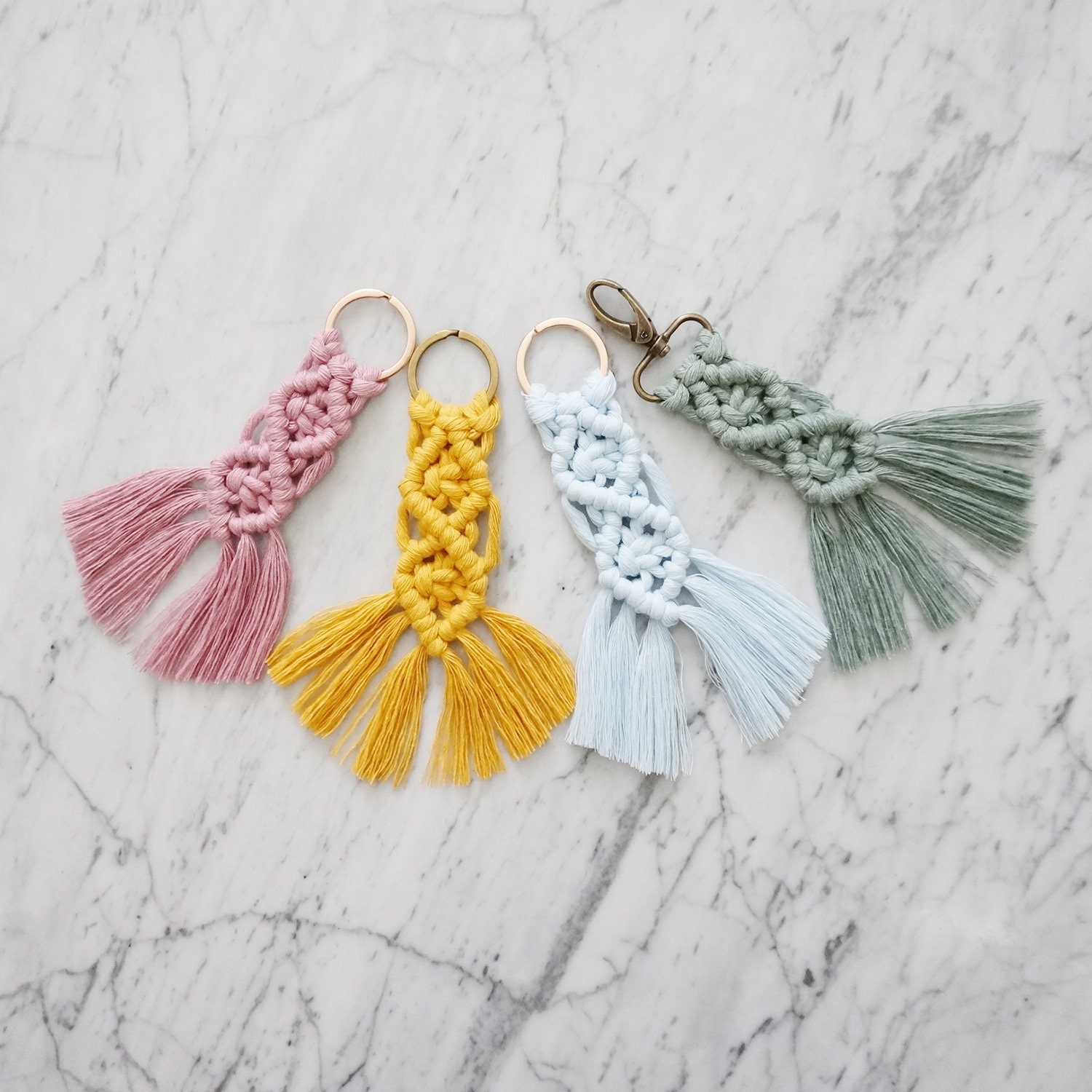 Macramé Keychain Macrame Key Ring Boho Keychain Etsy