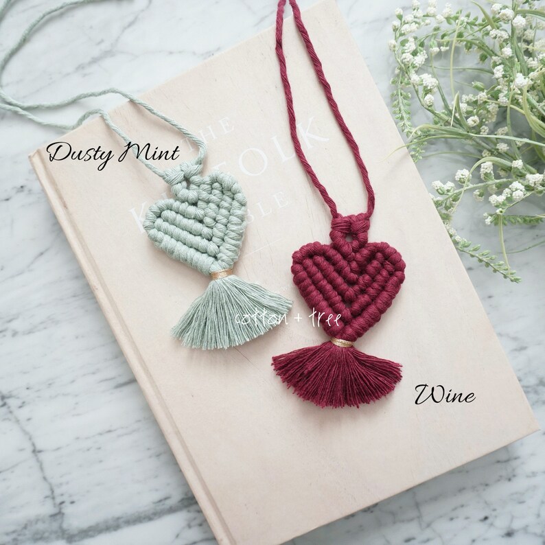 Macrame Heart Rearview Mirror Charm | Mini Heart Macrame Hanging | Mini ...
