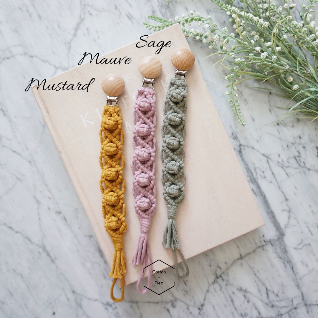 Macrame Baby Pacifier Clip Baby Shower Gifts New Baby Gift Etsy