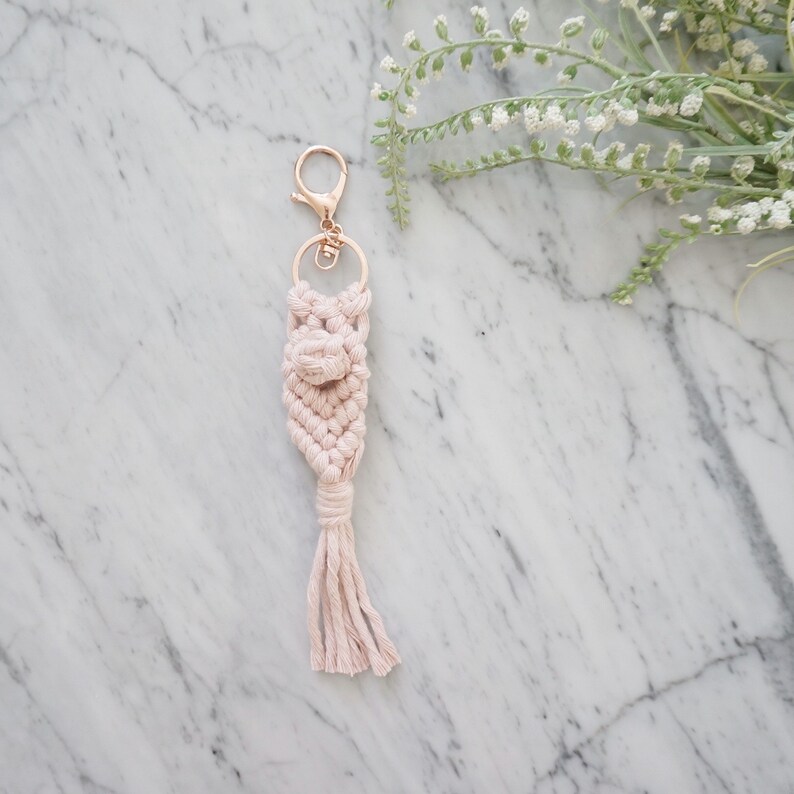 Macramé Keychain Macrame Key Ring Boho Keychain Etsy