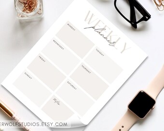 Chic Minimalist Weekly Planner & Goal Sheet-print Yourself -office ...
