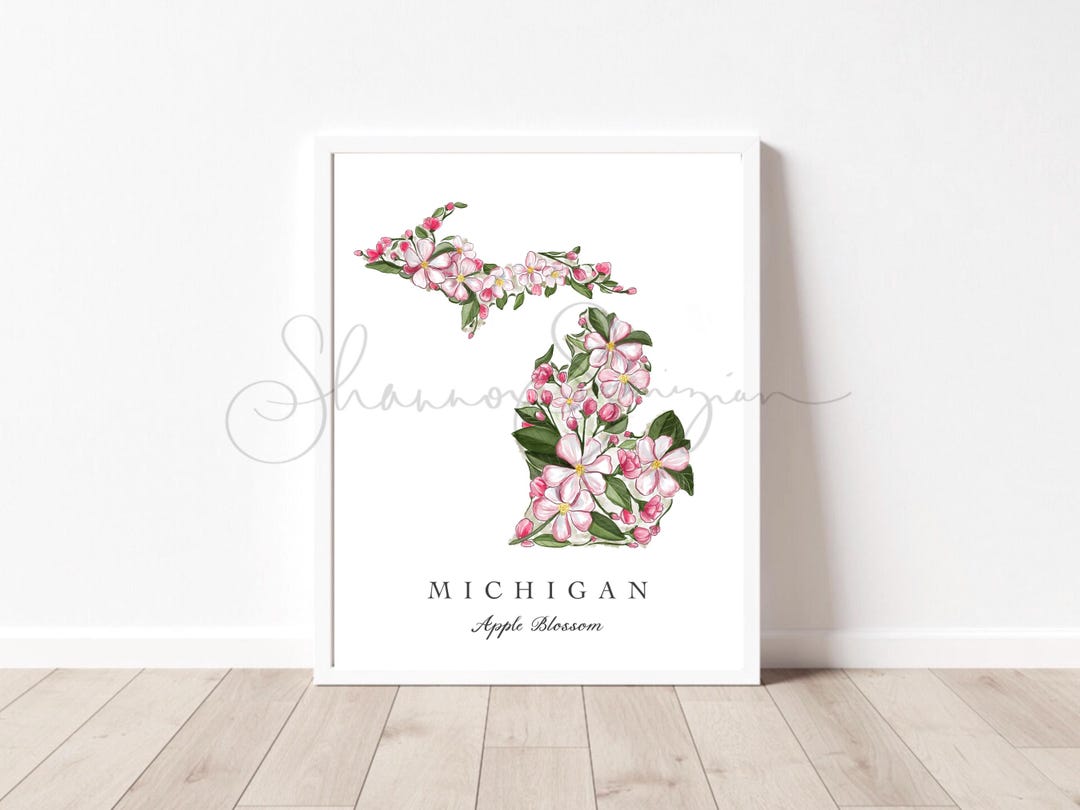 Michigan Apple Blossom Print Wall Art - Etsy