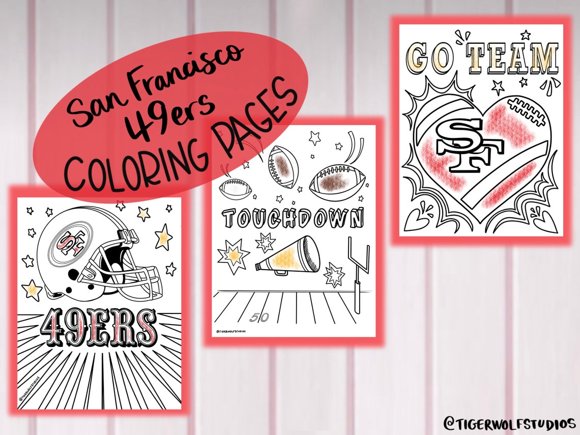San Francisco 49ers Coloring Pages Digital Download party Kids