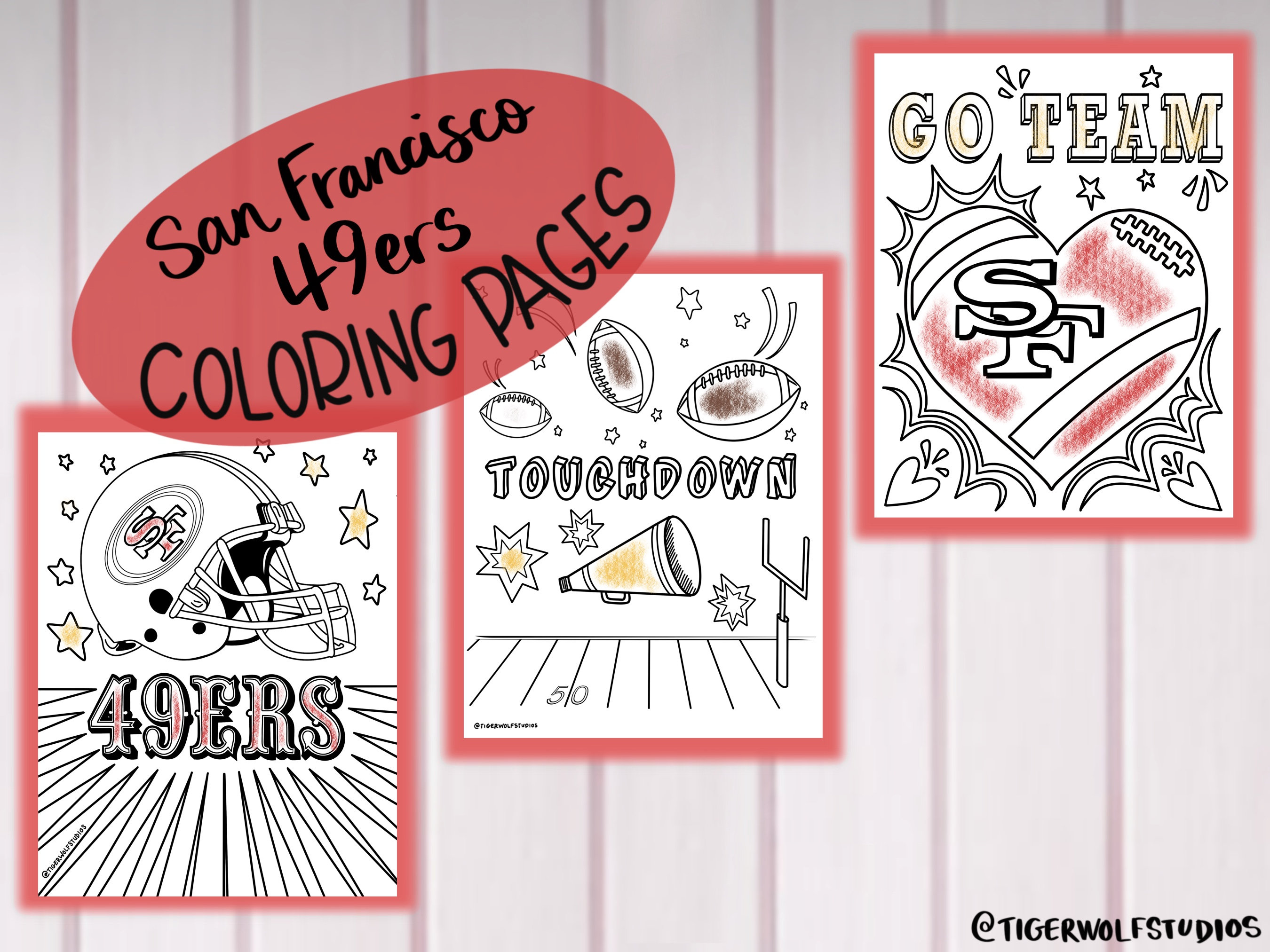 San Francisco 49ers Coloring Pages Digital Download party Kids