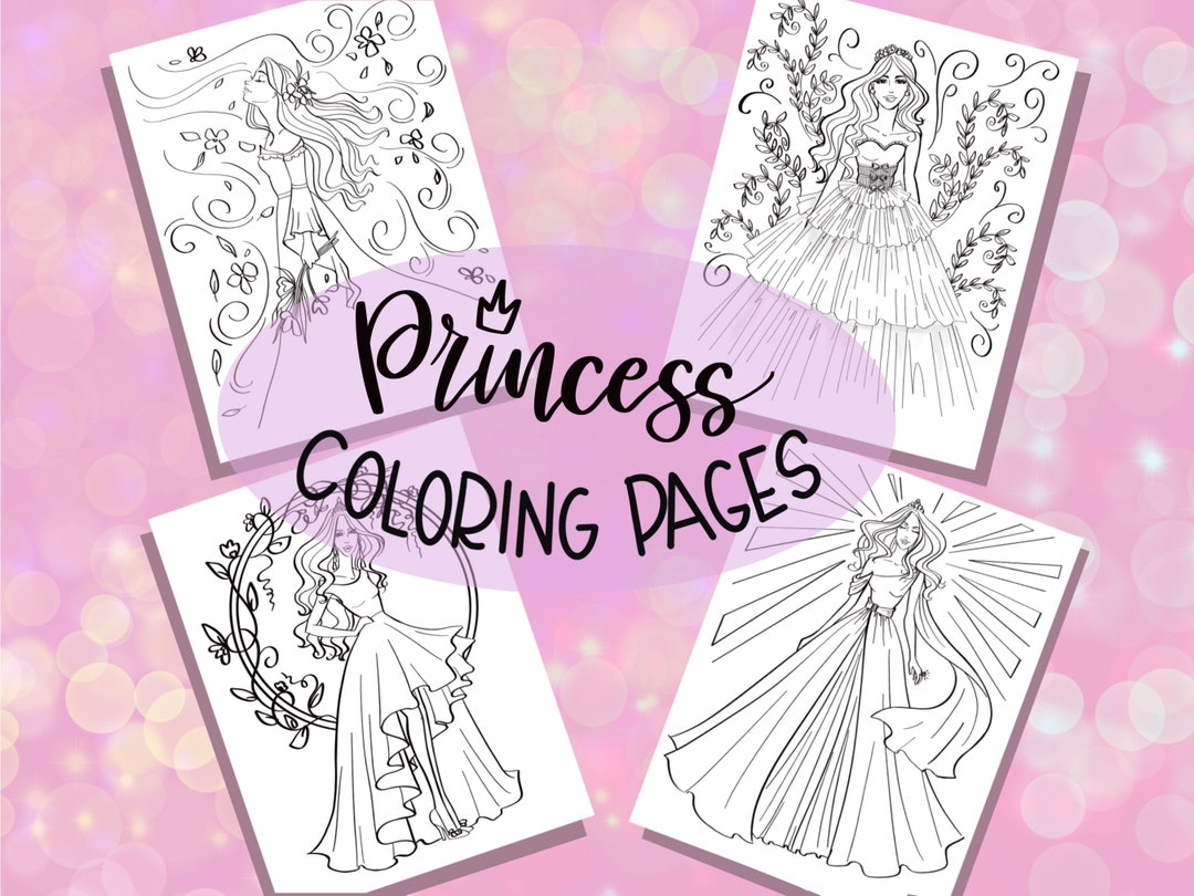 Princess Coloring Pages Digital Download party Kids Activities Fashion ...