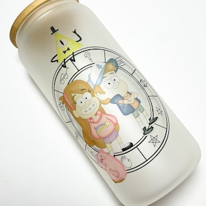 Gravity Falls 20oz mrożony szklany kubek/Dipper, Mabel, Bill, Waddles/Inne postacie dostępne. Przedmiot jest nadrukowany na kubku, zobacz opis.