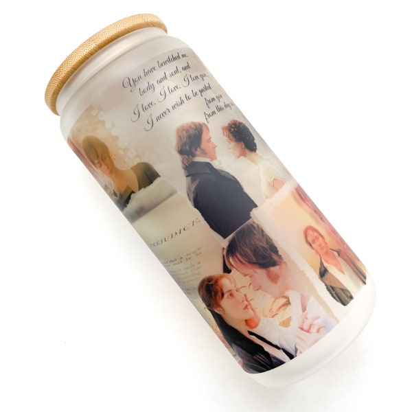 Pride and Prejudice 2005 movie inspired 20oz frosted glass cup,lid, acrylic straw
