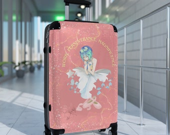 Suitcase, pink suitcase for ballerina, suitcase for ballet dancer, suitcase with pink pointe shoes, romantic artistic suitcase
