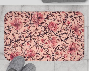 Bath Mat, Shabby chic Bath Mat, pink floral Bath Mat, shabby chic bathroom decor, Pink Bath Mat, floral Bath Mat, flower Bath Mat