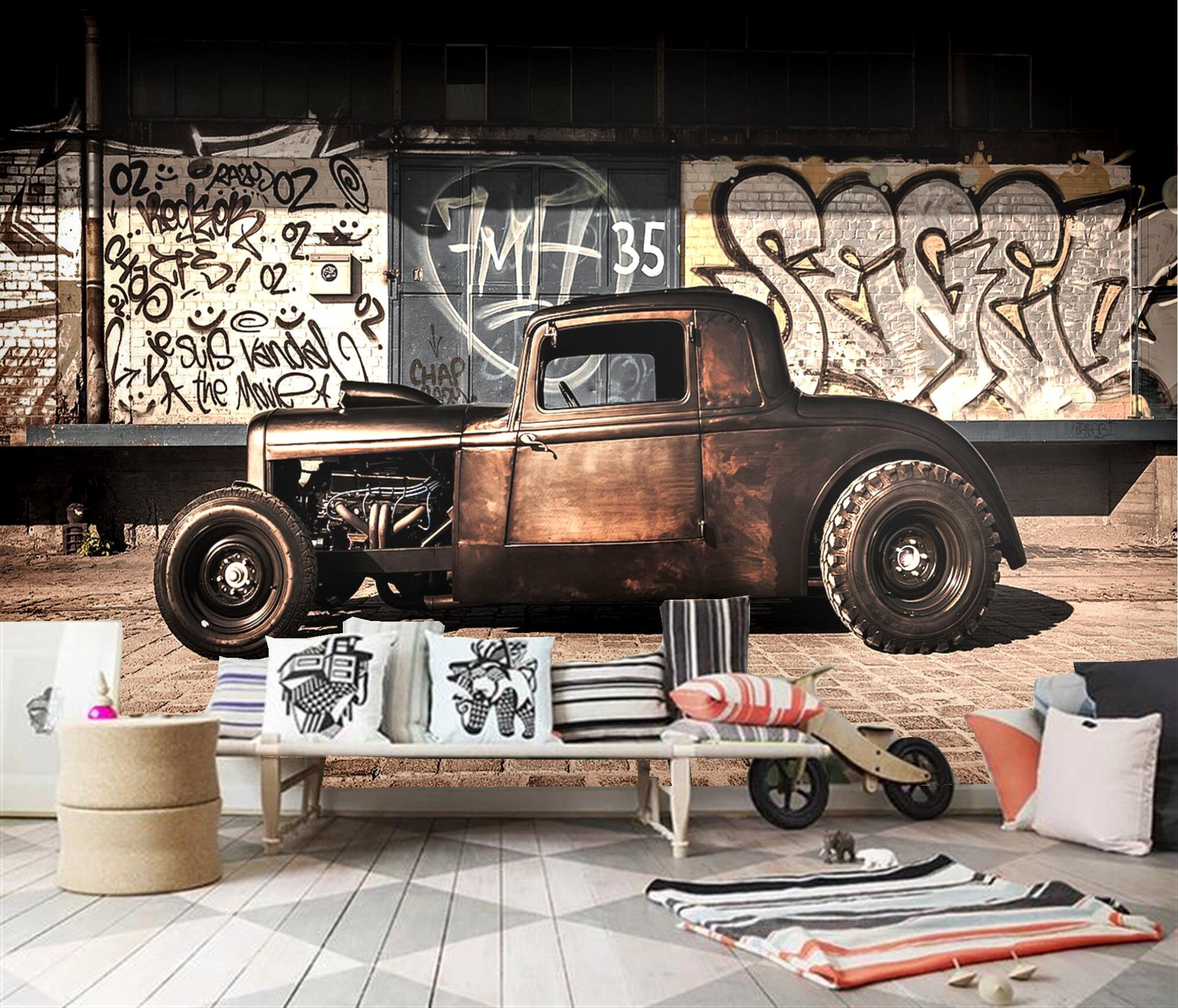 Peel and Stick Self Adhesive Wallpaper Removevintage Car - Etsy