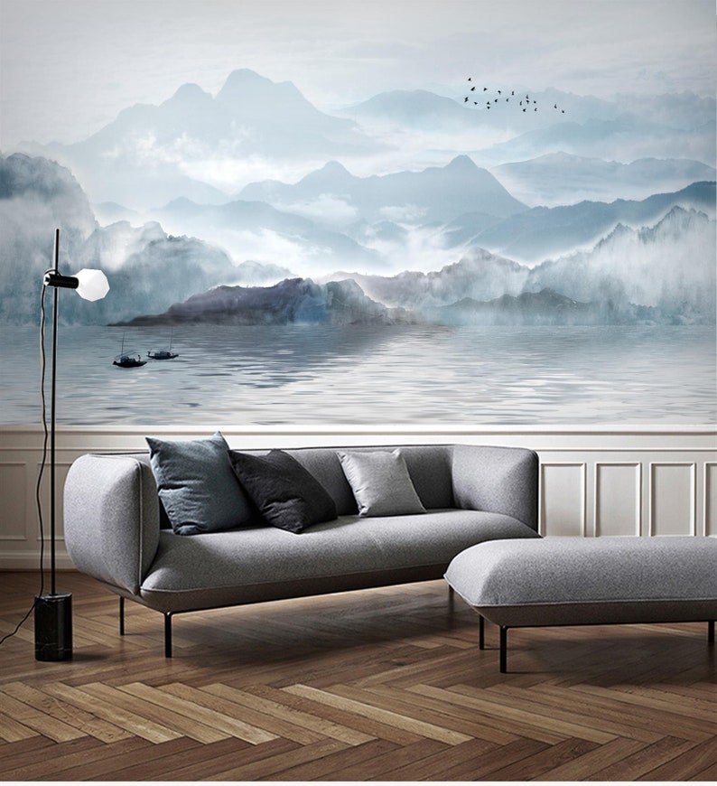 Art Deco Self Adhesive Mural Wallpaper Removehandpainted Ink Etsy