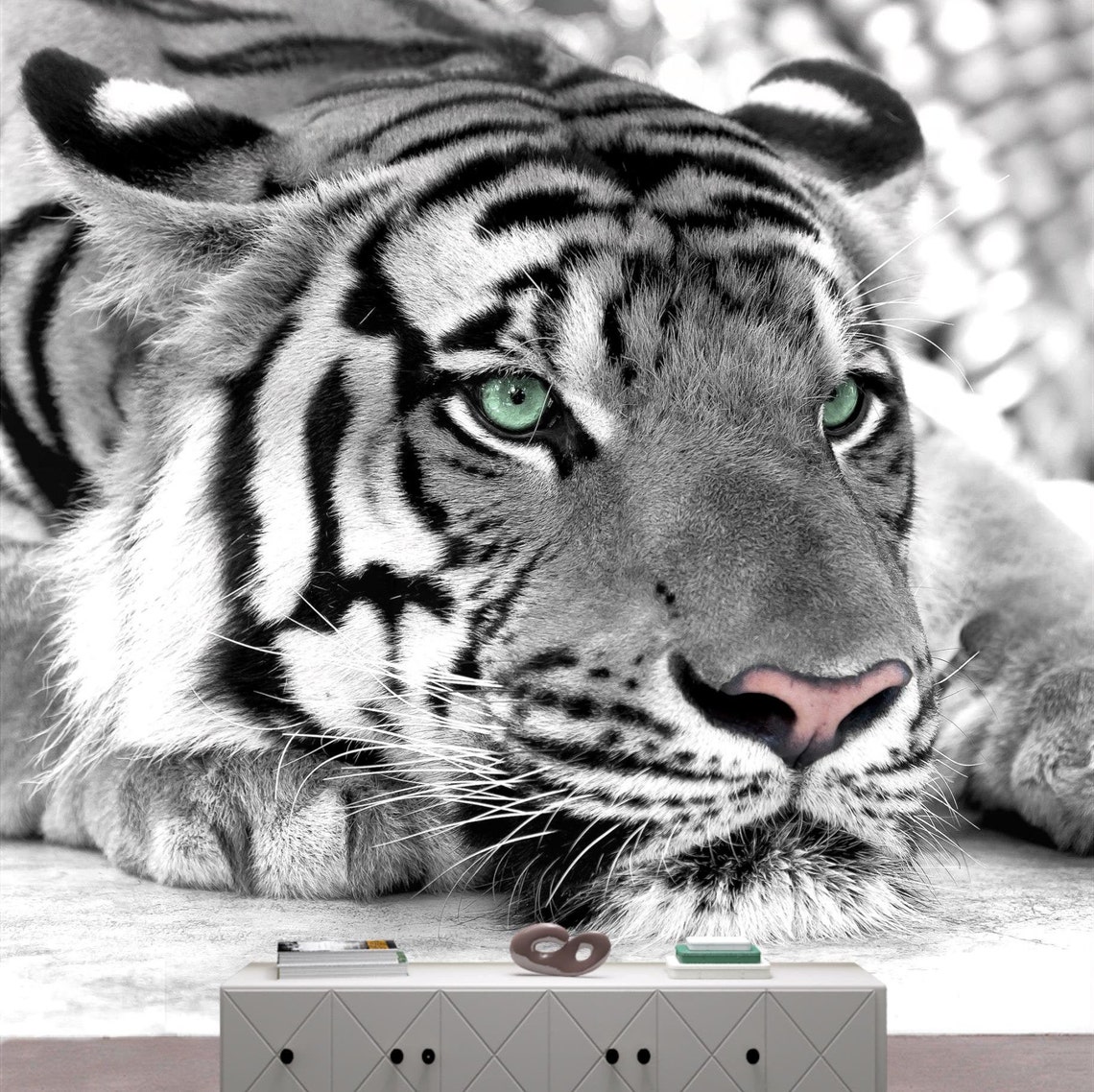 Animal Wallpaper Peel And Stick Black And White Tiger | Etsy