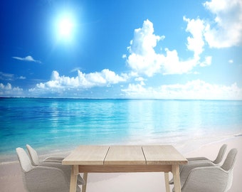Beach Wall Paper Peel and Stick Wall/self Adhesive Mural Ocean - Etsy