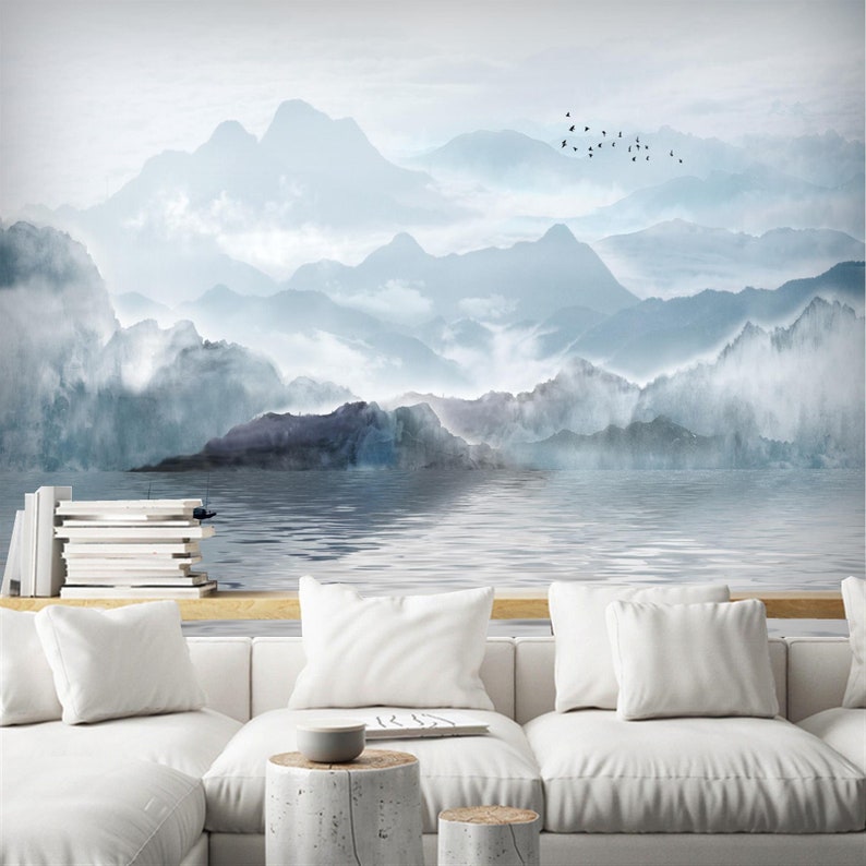 Art Deco Self Adhesive Mural Wallpaper Removehandpainted Ink Etsy