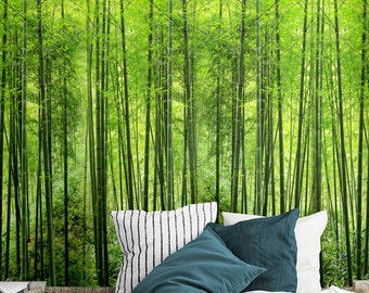 Bamboo Trees Forest Plant Green 3D Wall Mural Bedroom Removable Wallpaper Murals