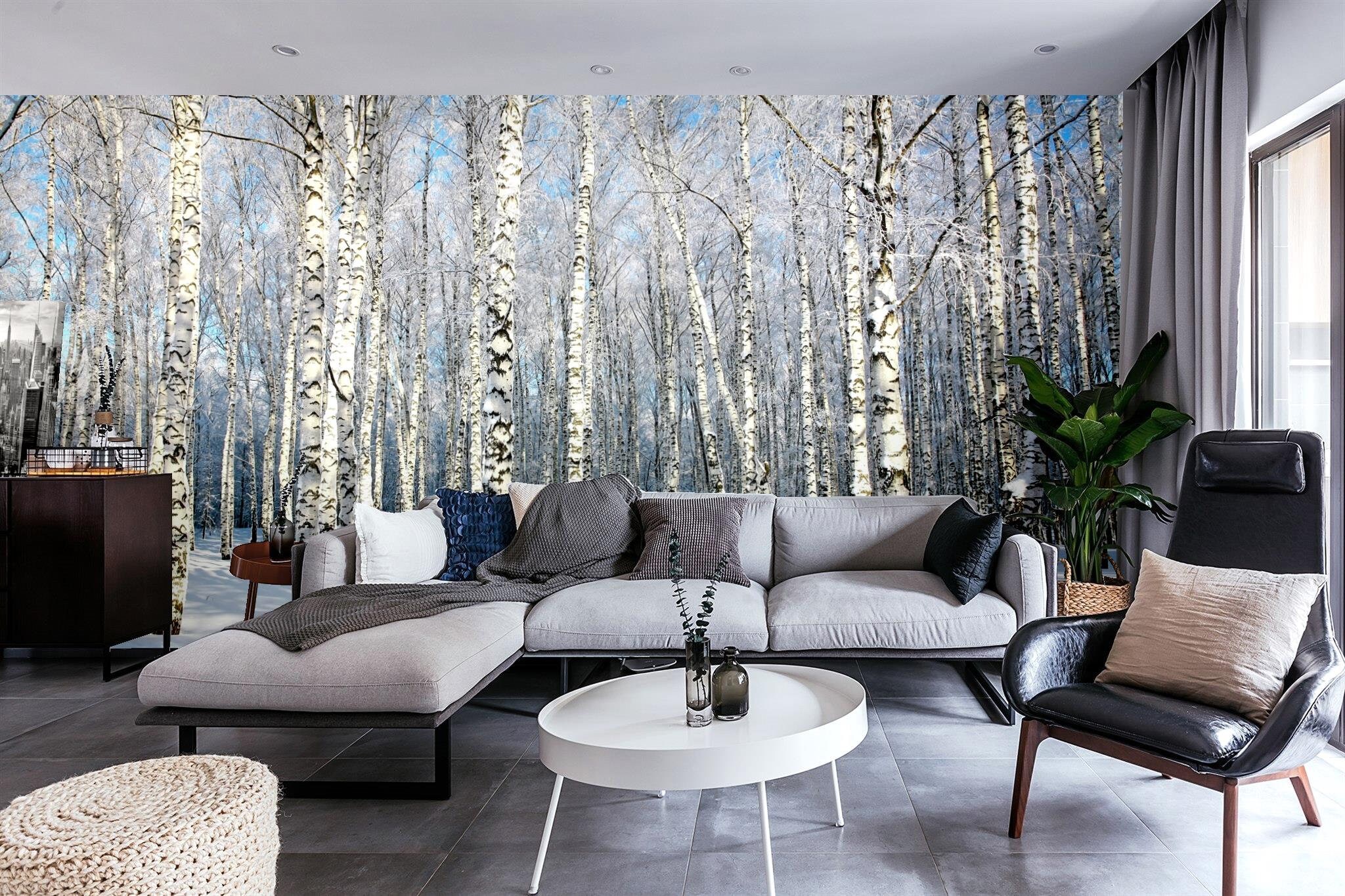 Wall Décor Vinyl wall paper Snow Tree Wallpaper Art Mural Decor Living room Wall Mural Nature