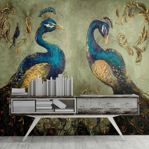Peacock Wall Paper Etsy
