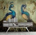 Peel‘n Stick Wallpapers Adhesive Wallcover,Relief Peacock Wall Paper Autocollant Mural Bird Wallpaper Bedroom Wall Sticker#47 