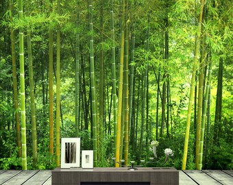 Bamboo Trees Forest Plant Green 3D Wall Mural Bedroom Removable Wallpaper Murals