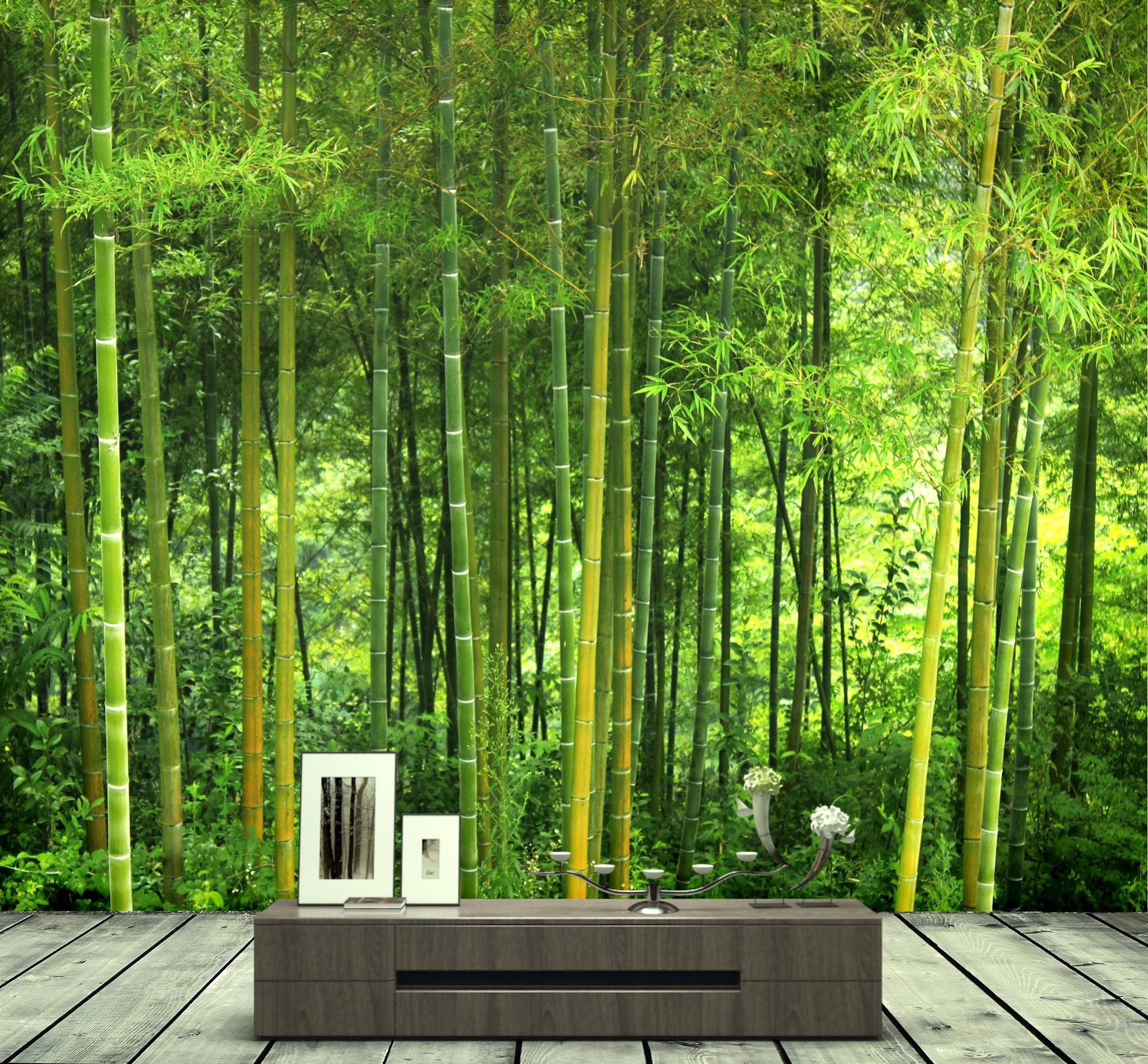 Wall Mural Bamboo Forest Photo Wallpaper Natural Landscape Waterproof  Removable Pictures for Livingroom Bedroom Wall Home Decor 325x232 Inch