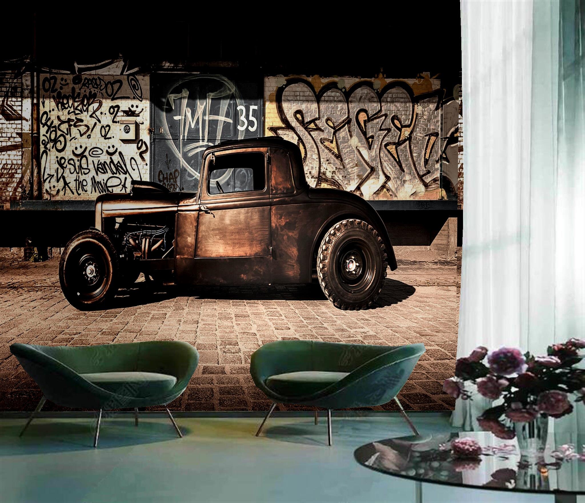 Peel and Stick Self Adhesive Wallpaper Removevintage Car - Etsy