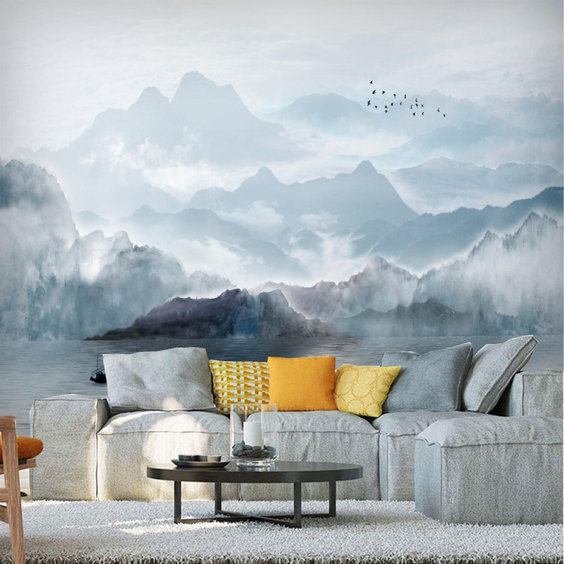 Art Deco Self Adhesive Mural Wallpaper Removehandpainted Ink Etsy