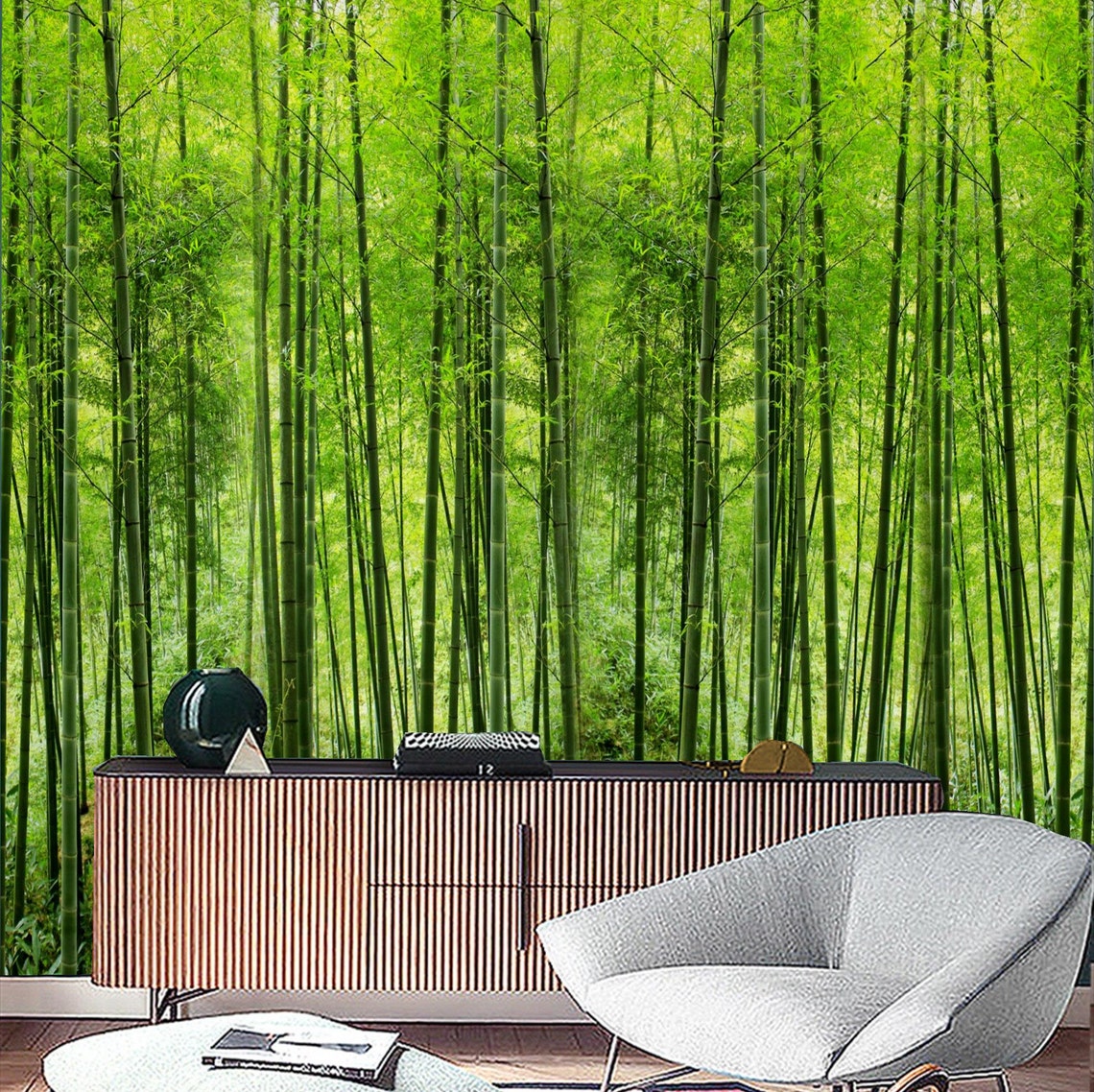Peel And Stick Wallpaper Remove Bamboo Bedroom Decor Wall | Etsy