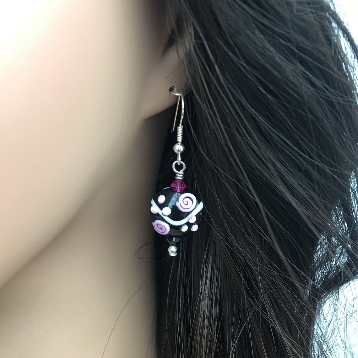 Aesthetic Earrings Black Murano Glass Earrings Black Etsy