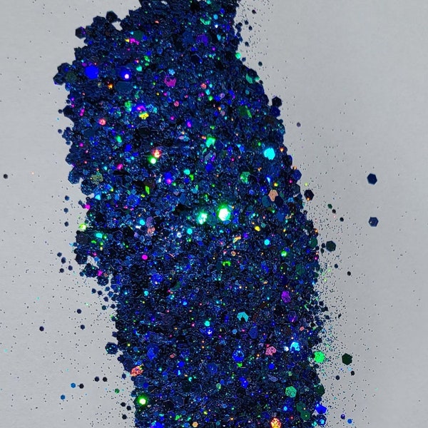 Holographic blue mix chunky mix glitter - Indigo blue