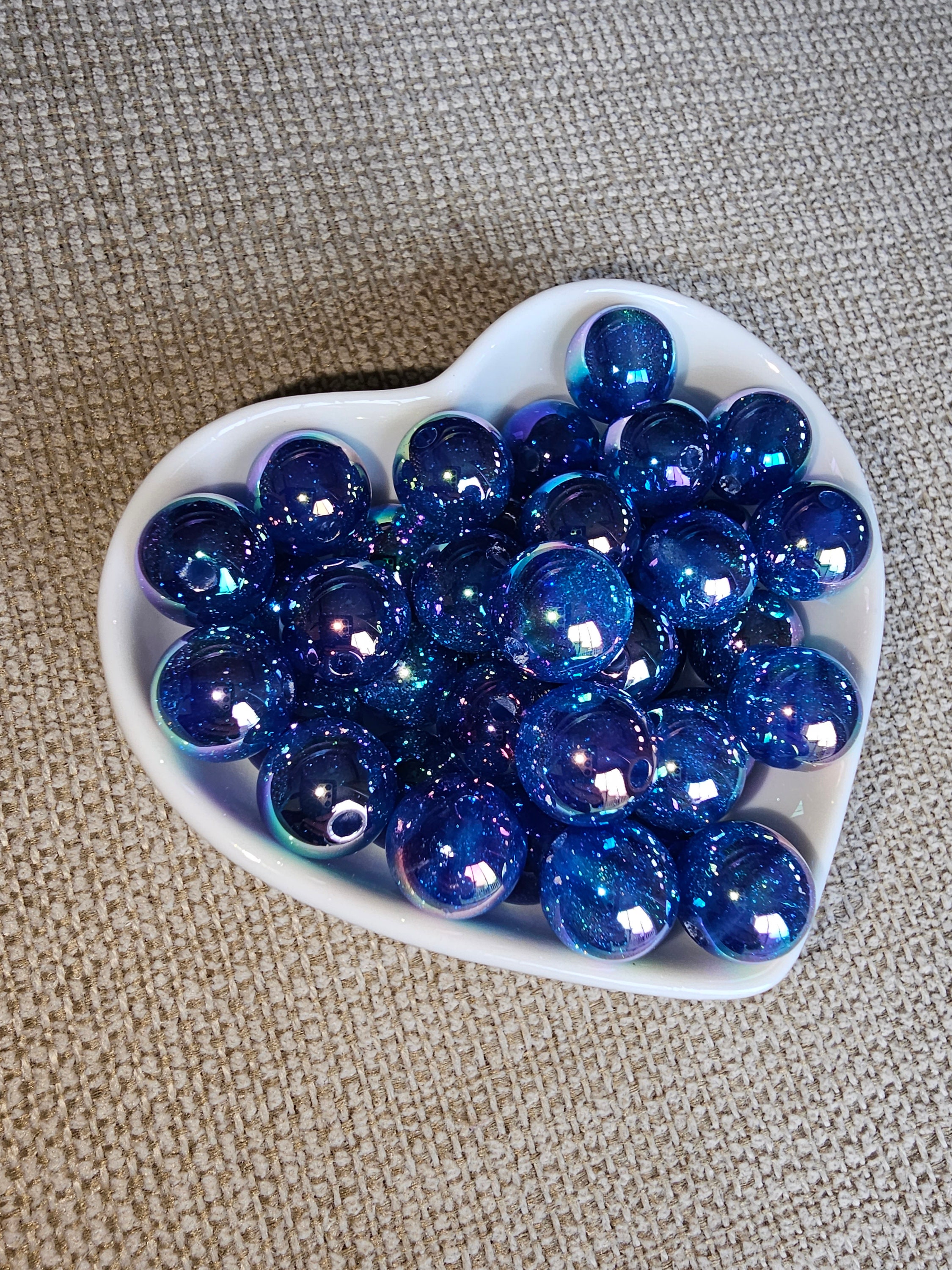 AB Transparent Baby Blue Acrylic Beads Iridescent Beads - Round Clear  Gumball Bubblegum Glitter Beads - 6mm 8mm 10mm