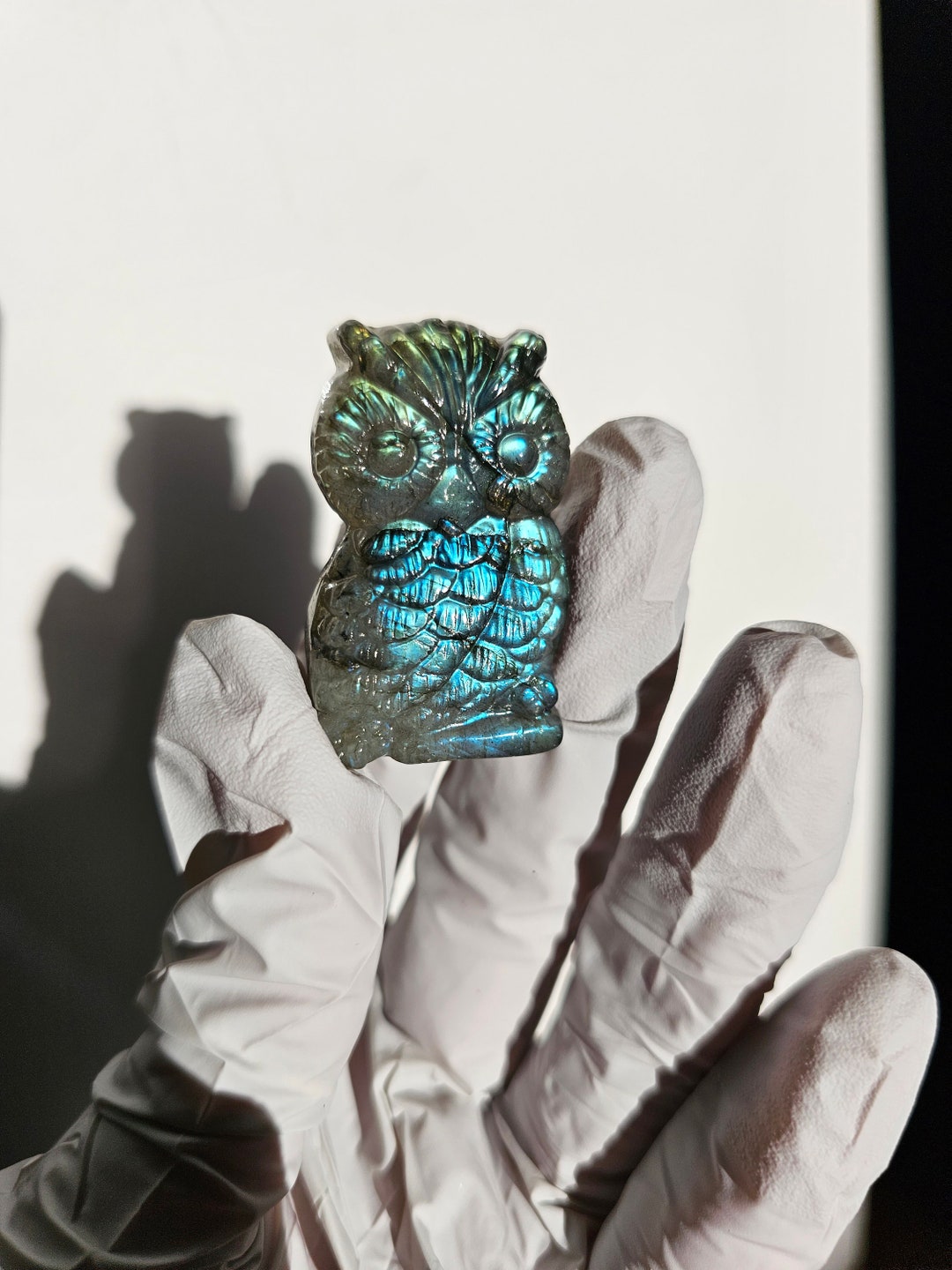 Pretty Flash Labradorite Owl Carving / Labradorite Owl / Etsy