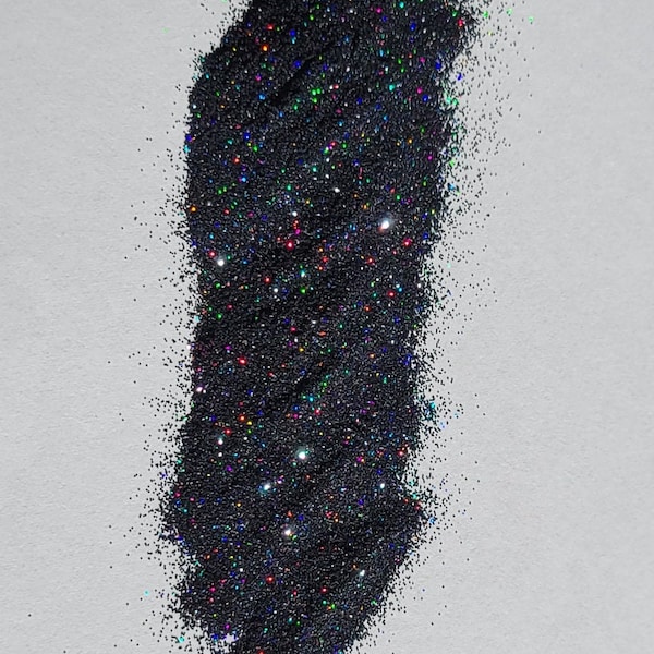 Holographic extra fine black glitter 0.2mm - Oil slick