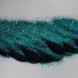 Holographic extra fine teal glitter 0.2mm - Holo teal