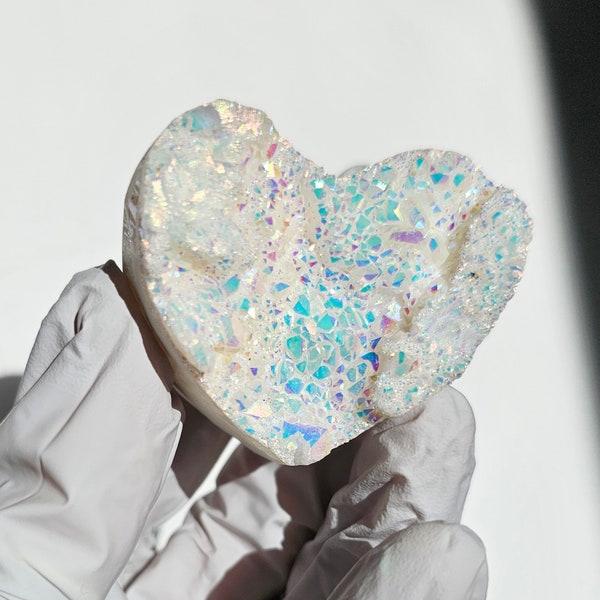 Angel aura quartz druzy heart crystal / angel aura druzy heart quartz / angel aura quartz heart sparkly crystal / metaphysical crystals