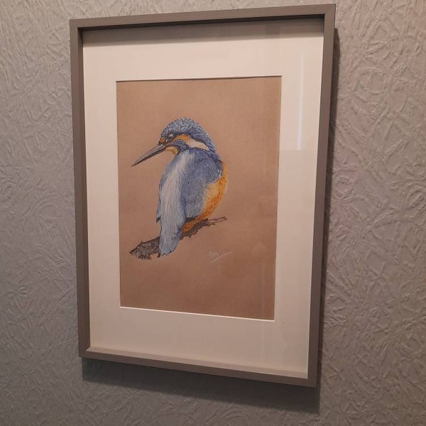 Original drawing on Toned paper KINGFISHER