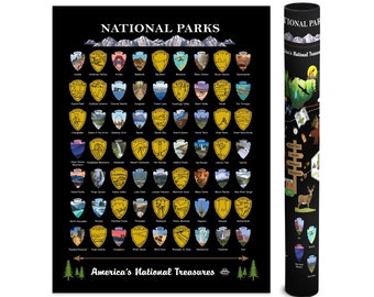 National Park Poster United States | Scratch Off Print | National Parks Travel Gift | US Bucket List | USA National Parks Checklist Decor