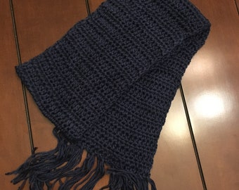 Navy Blue Crocheted Scarf