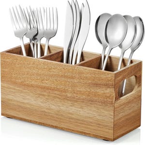 Cutlery Holder Rosewood Utensil Counter Top,for Party, Fork Spoon Knife Organizer Dinning Table Kitchen