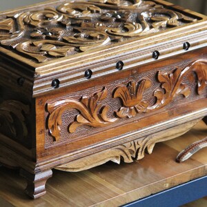 Hand Carved Walnut Mystery Box Large image 9