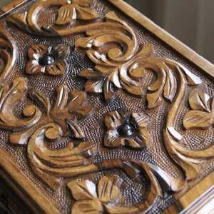 Hand Carved Walnut Mystery Box Large image 4