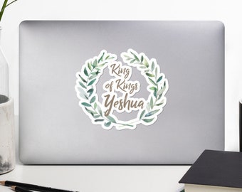Bubble-free "King of Kings Yeshua" Olive Branch Sticker, Multiple Size Messianic Whole Bible Believer Stickers