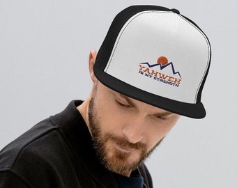 Trucker Cap, Mountain "Yahweh Is My Strength" Messianic Jewish, Hebrew Roots Hat