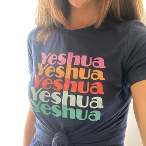 Women's Retro "Yeshua" Colorful Short Sleeve Tee, Messianic, Whole Bible Believer Shirt