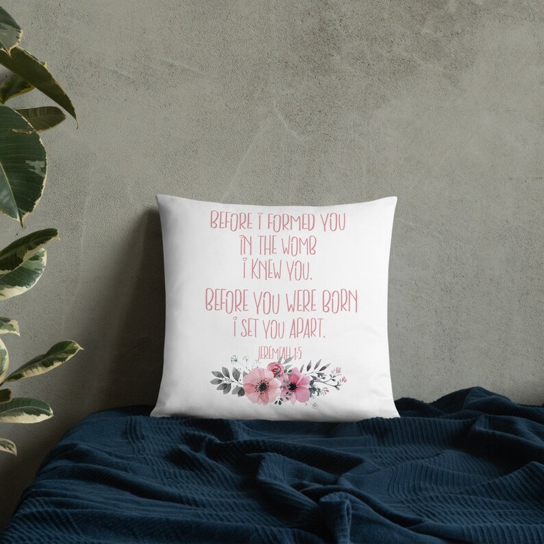 Jeremiah 1:5 Throw Pillow, Scripture Pillow for Girls Room, Nursery Decor image 7