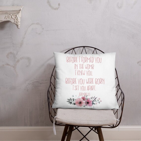 Jeremiah 1:5 Throw Pillow, Scripture Pillow for Girls Room, Nursery Decor